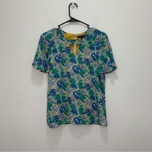 Banana Republic Blue/Green Floral Print Top Size XS